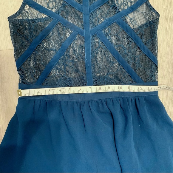 🔥 Forever 21 Dark Teal Blue Lace Dress M - Picture 5 of 8